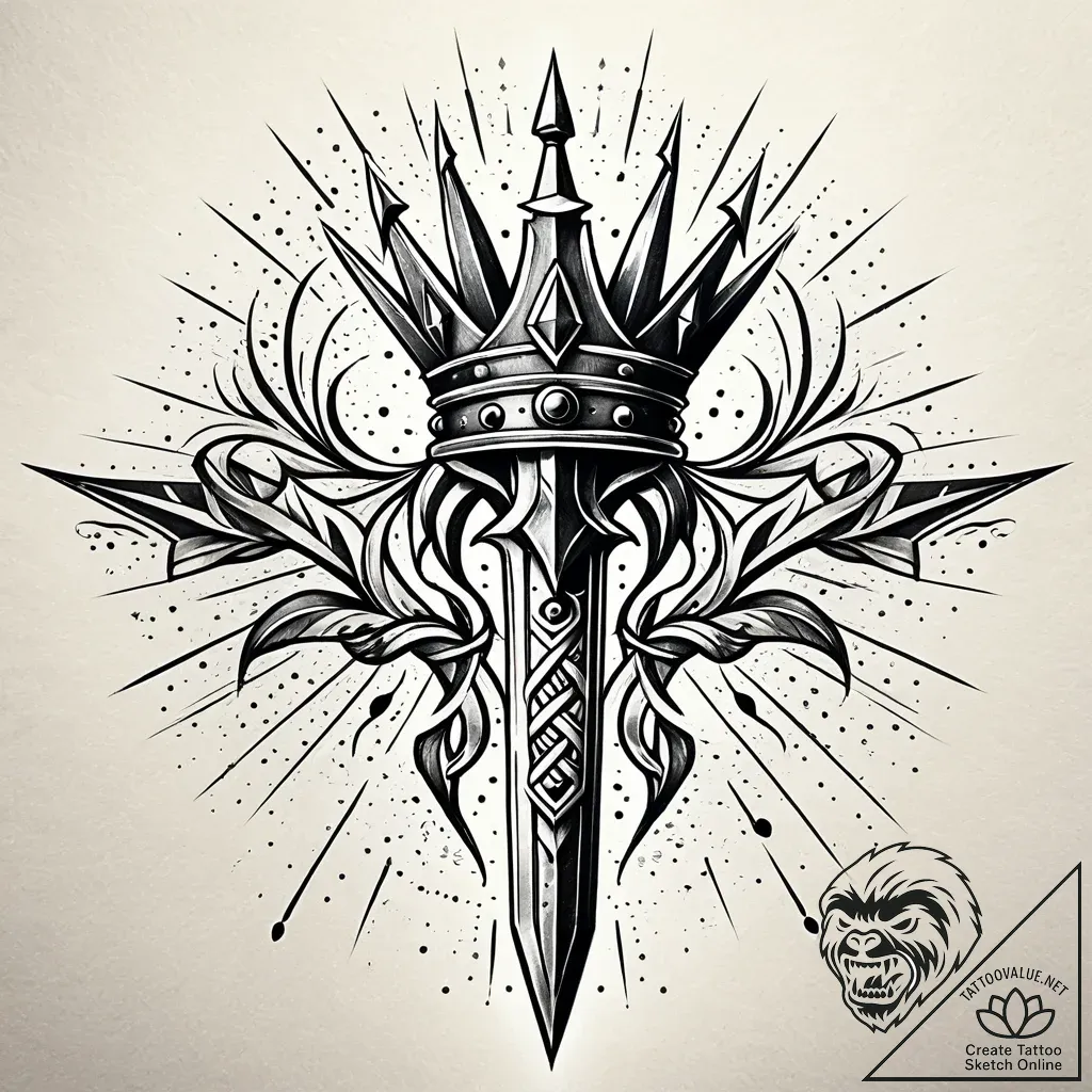 Ice spear crowned in runes, tattoo drawing ou... - style Jaeger Simple - tattoo sketch (11.11.2025 02:52)