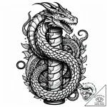Tat tattoo sketch, basilisk coiled around sto… – style Jaeger Mini – tattoo sketch (11.11.2025 02:55)