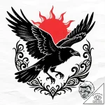 Iron raven beneath crimson sun, tattoo flash… – style Flux Inscriptions – tattoo sketch (11.11.2025 03:01)