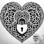 Heart-shaped padlock with a key made of thorn… – style Jaeger Simple – tattoo sketch (11.11.2025 03:03)