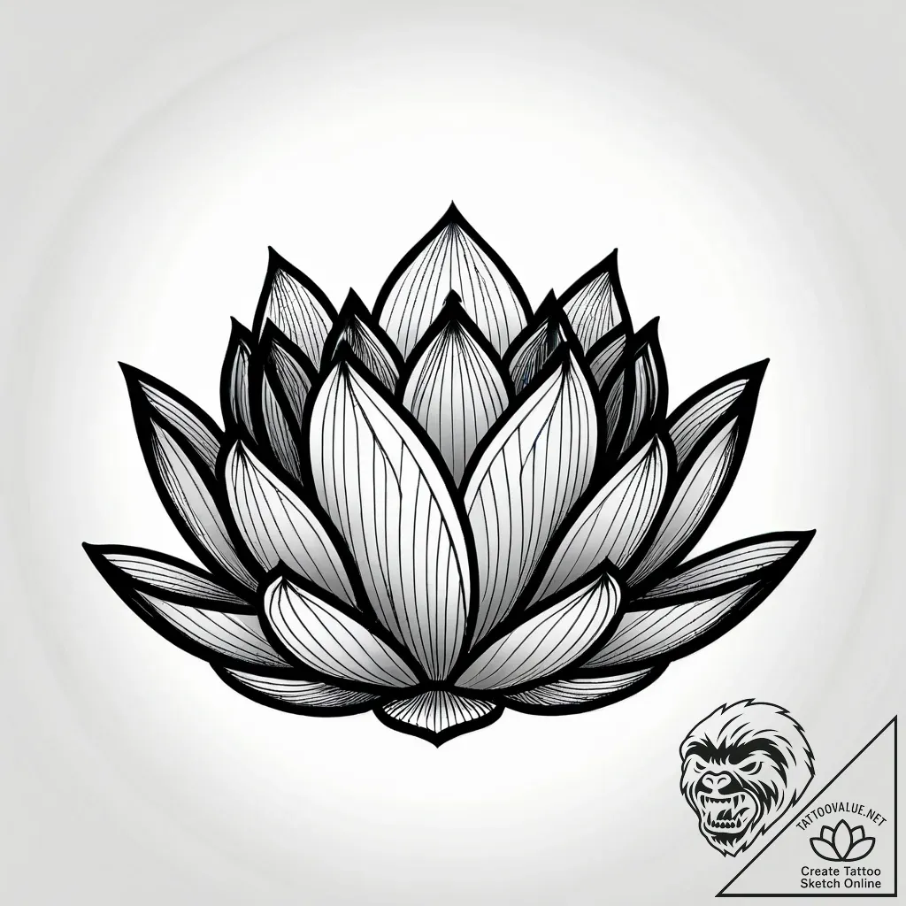 Tat tattoo sketch, calm lotus blossom surroun... - style Jagger Old - tattoo sketch (11.11.2025 03:10)