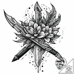 Knife breaking through ice bloom, artistic ta… – style Jaeger Mini – tattoo sketch (11.11.2025 03:19)