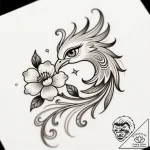 Phoenix eye devouring celestial bloom, tattoo… – style Flux Inscriptions – tattoo sketch (11.11.2025 03:25)