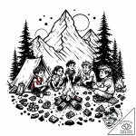 Tattoo sketch, croods family around campfire,… – style Jaeger Mini – tattoo sketch (11.11.2025 03:31)