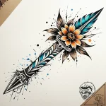 Feathered dagger through bone flower, concept… – style Jaeger Simple – tattoo sketch (11.11.2025 03:39)