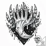 Yeti claw gripping bone relic, tattoo flash s… – style Jaeger Mini – tattoo sketch (11.11.2025 03:43)