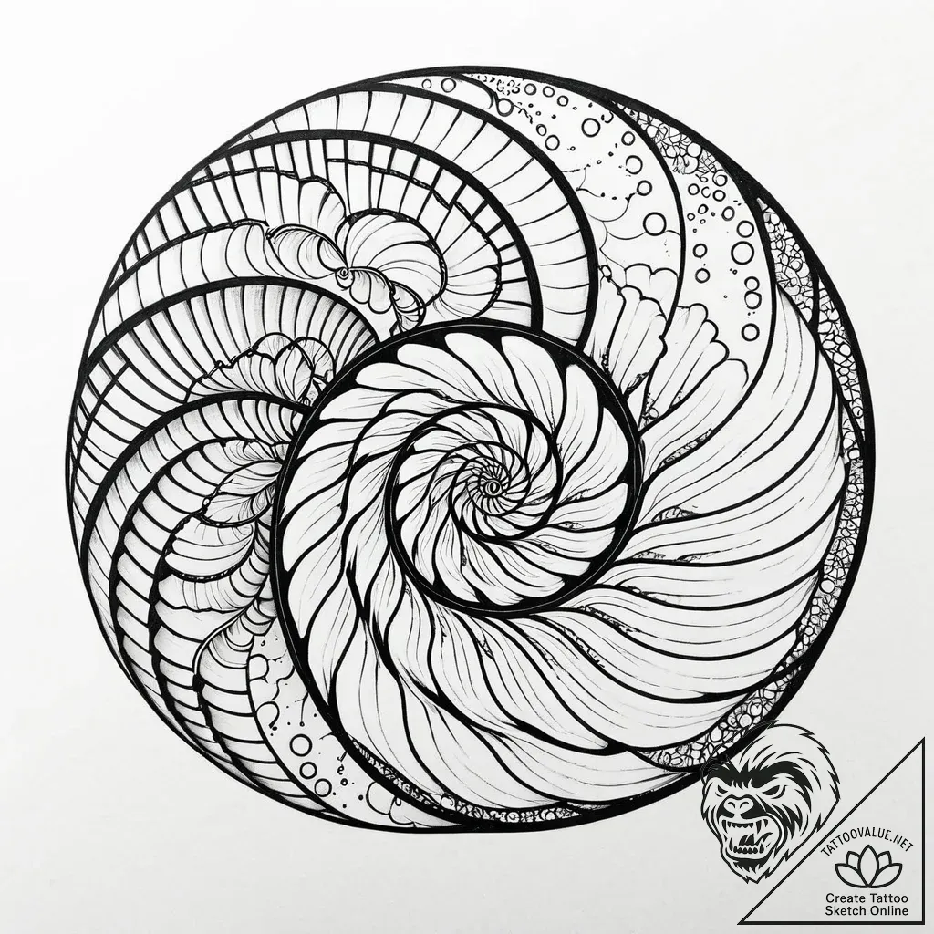 Golden ratio (fibonacci spiral) applied to a... - style Jaeger Mini - tattoo sketch (11.11.2025 03:55)