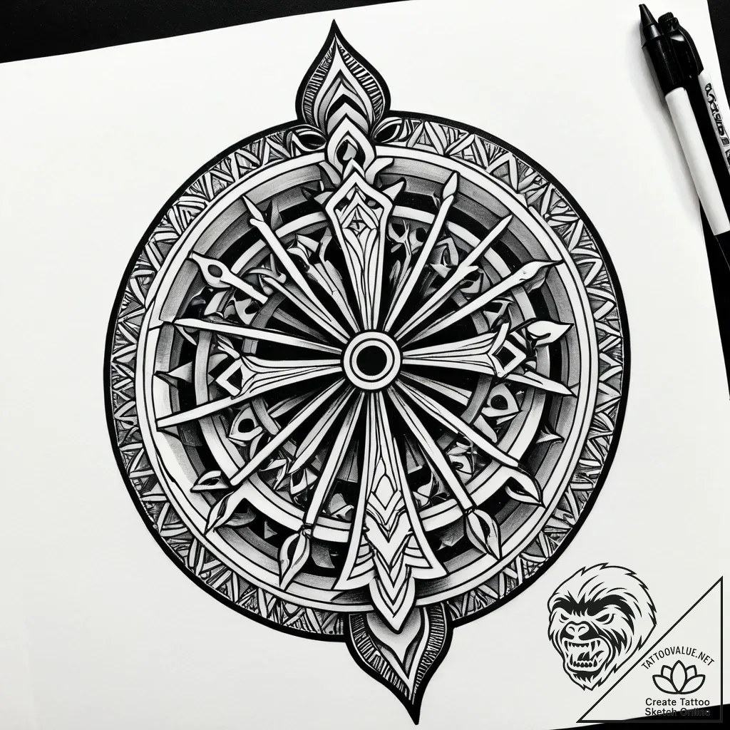 Sunken wheel beneath coral forest, artistic t... - style Jagger Old - tattoo sketch (11.11.2025 04:22)