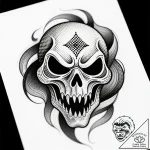 Grim mask leaking shadows, tattoo line art, d… – style Flux Inscriptions – tattoo sketch (11.11.2025 04:27)