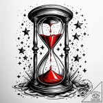 Leaking hourglass where sand is replaced by s… – style Jaeger Simple – tattoo sketch (11.11.2025 04:27)