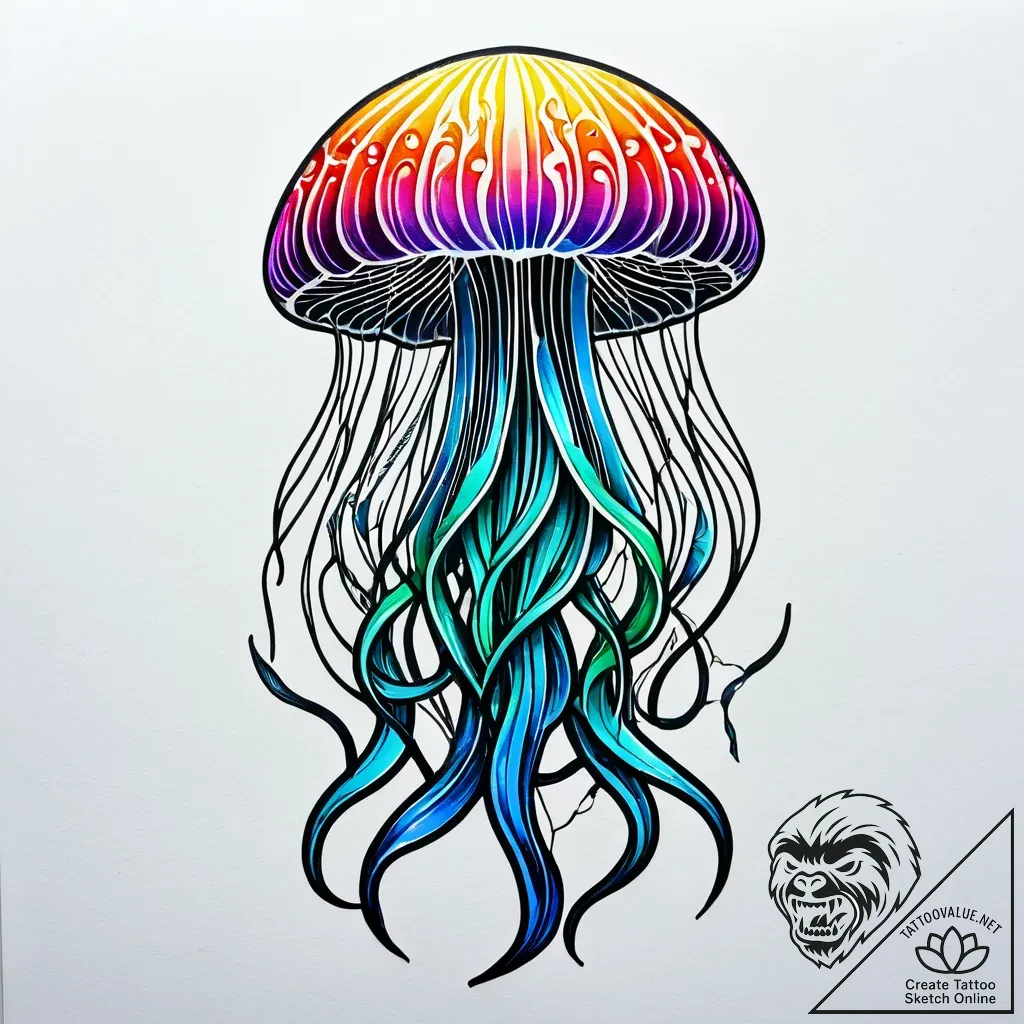 Tat tattoo sketch, glowing jellyfish pulsatin... - style Jagger Old - tattoo sketch (11.11.2025 04:43)
