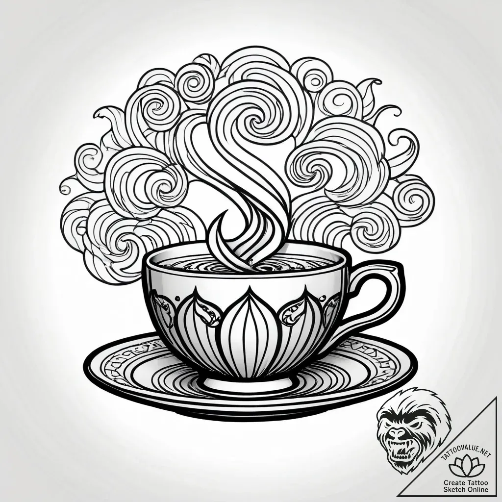 Tea cup with a storm brewing inside, ink illu... - style Jagger Old - tattoo sketch (11.11.2025 04:55)