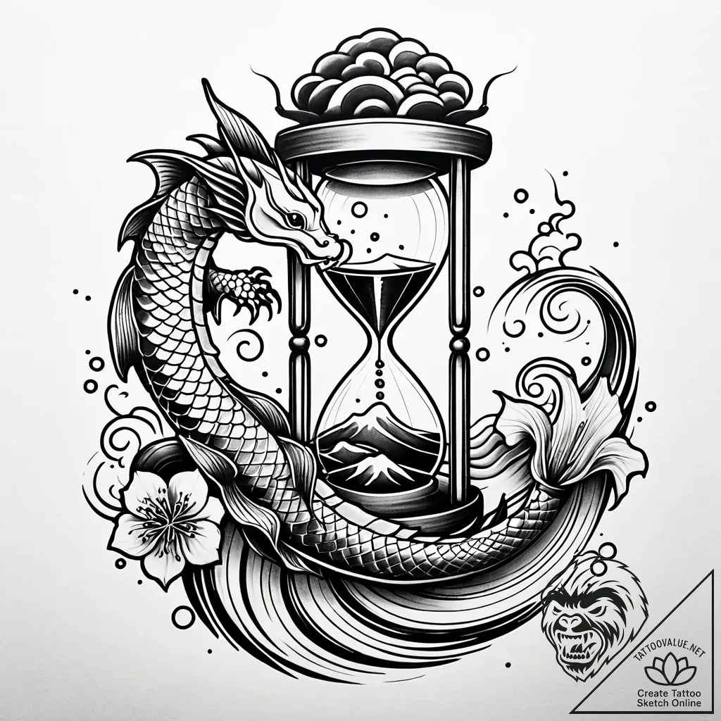 Hourglass nebula, ink illustration for tattoo... - style Jaeger Simple - tattoo sketch (11.11.2025 05:01)