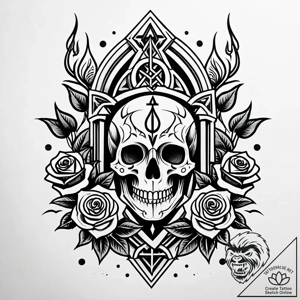 Eldritch monolith covered in incomprehensible... - style Jaeger Simple - tattoo sketch (11.11.2025 05:13)