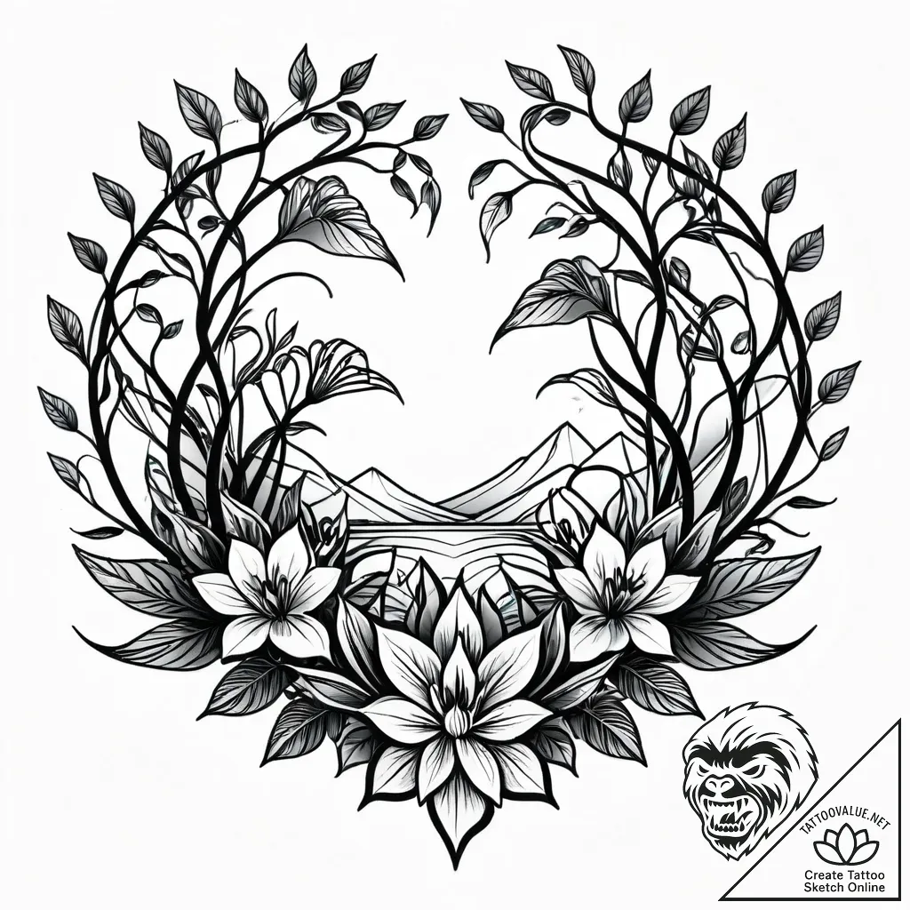 Tat tattoo sketch, intertwining jungle vines... - style Jagger Old - tattoo sketch (11.11.2025 05:19)