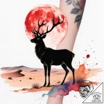 Desert stag beneath crimson moon, tattoo flas… – style Flux Inscriptions – tattoo sketch (11.11.2025 05:22)