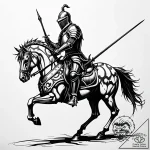 Armored knight riding skeletal horse, tattoo… – style Jaeger Simple – tattoo sketch (11.11.2025 05:25)