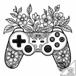 Controller (gamepad) with flowers growing fro… – style Jaeger Mini – tattoo sketch (11.11.2025 05:28)