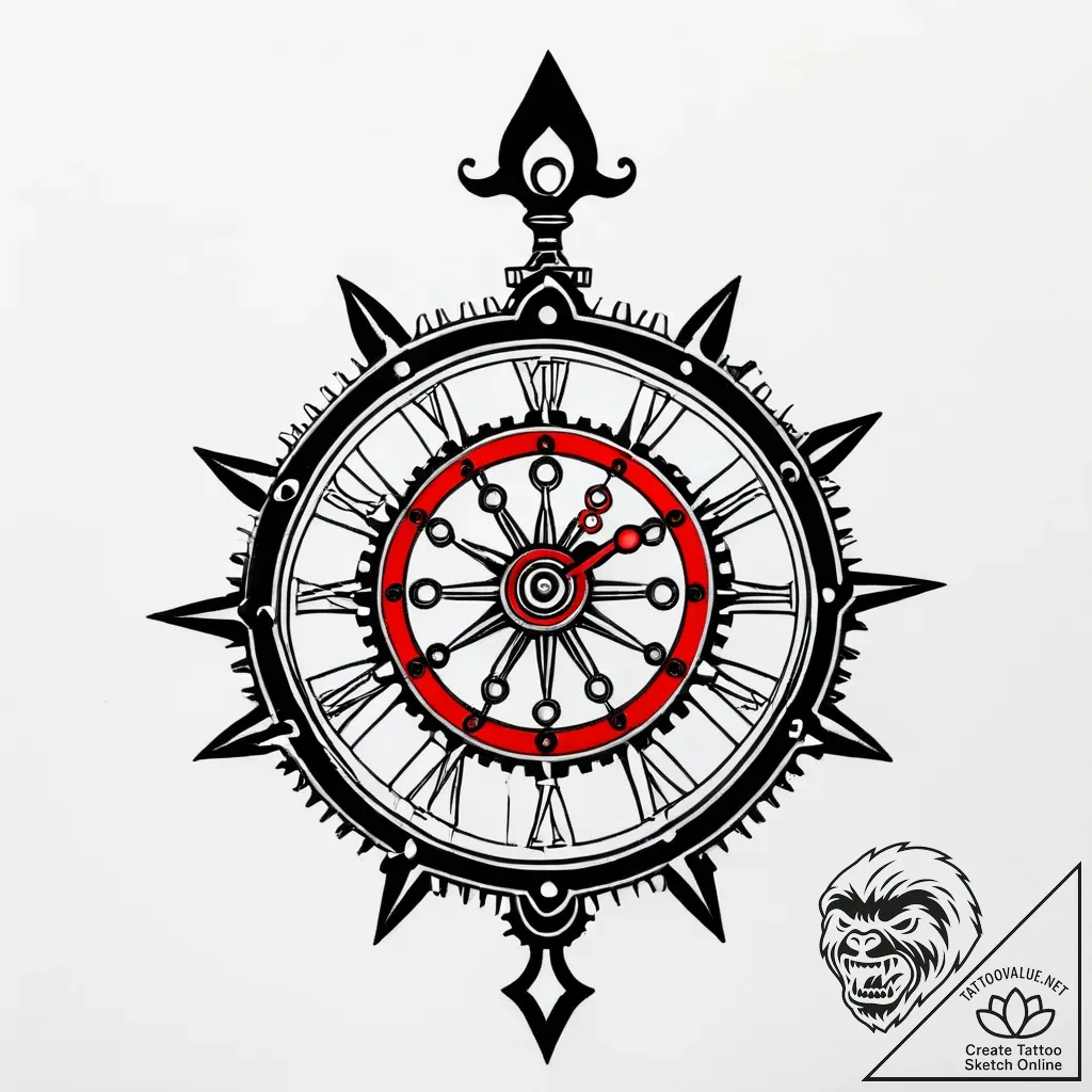 Arcane clock with shifting gears, tattoo flas... - style Jagger Old - tattoo sketch (11.11.2025 05:31)