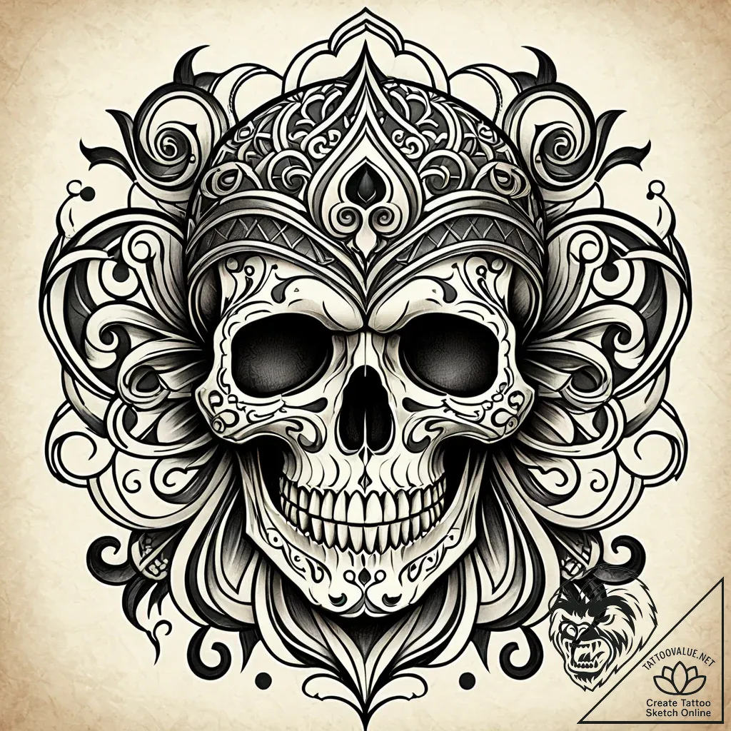 Skull with a data port in the temple, artisti... - style Jaeger Simple - tattoo sketch (11.11.2025 05:36)