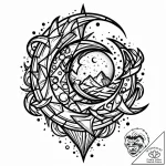 Iron relic beneath shattered moon, tattoo dra… – style Jaeger Mini – tattoo sketch (11.11.2025 05:40)