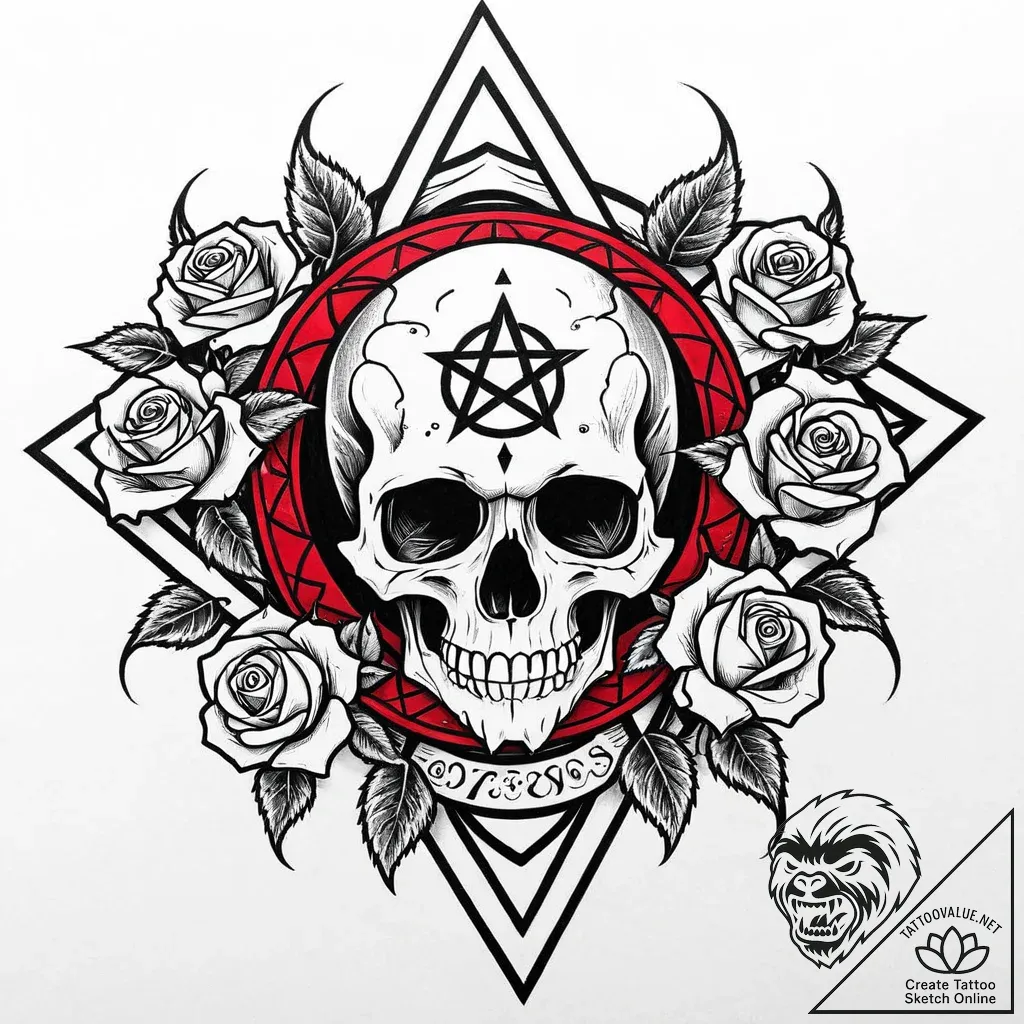 Tattoo sketch, skull decorated with mystical... - style Jaeger Mini - tattoo sketch (11.11.2025 05:52)
