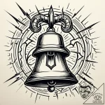 Ringing bell with a crack shaped like a light… – style Jaeger Simple – tattoo sketch (11.11.2025 06:13)