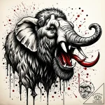 Eskizto, tattoo sketch, manny mammoth roaring… – style Jaeger Simple – tattoo sketch (11.11.2025 06:22)