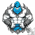 Tattoo sketch, hefty smurf flexing muscles wi… – style Jaeger Mini – tattoo sketch (11.11.2025 06:25)