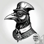 Crow wearing a plague doctor mask, tattoo lin… – style Jagger Old – tattoo sketch (11.11.2025 06:27)