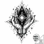 Alchemist’s hand dissolving into a nebula, ta… – style Jaeger Mini – tattoo sketch (11.11.2025 06:36)