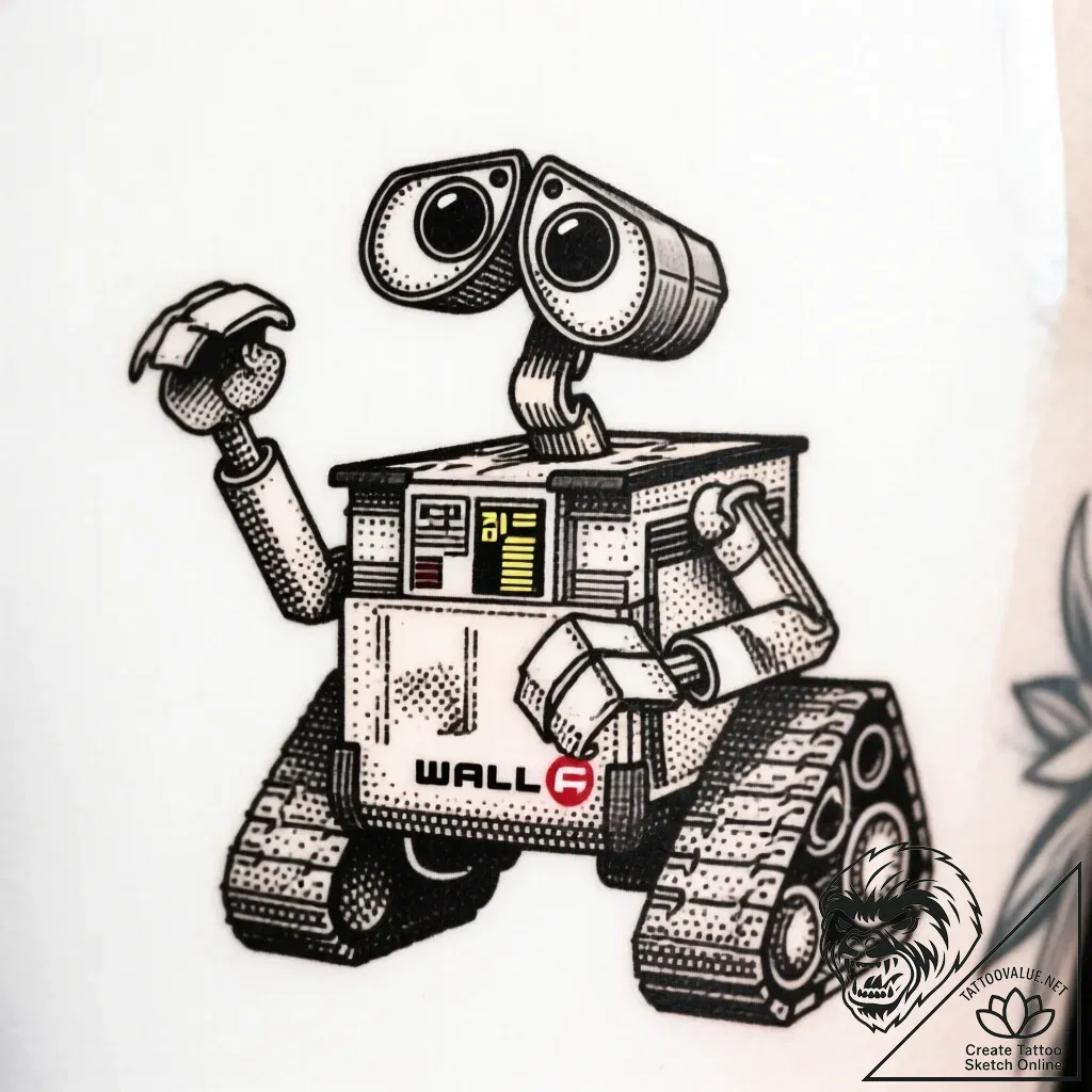 рір°р»р»-рё (wall-e, 2008), artistic tattoo s... - style Flux Inscriptions - tattoo sketch (11.11.2025 06:43)