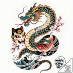 Mirror serpent through shattered glass, tatto… – style Flux Inscriptions – tattoo sketch (11.11.2025 06:55)