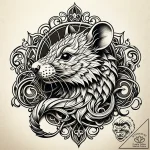 Rat king, a knot of tails and shadows, concep… – style Jaeger Simple – tattoo sketch (11.11.2025 07:09)