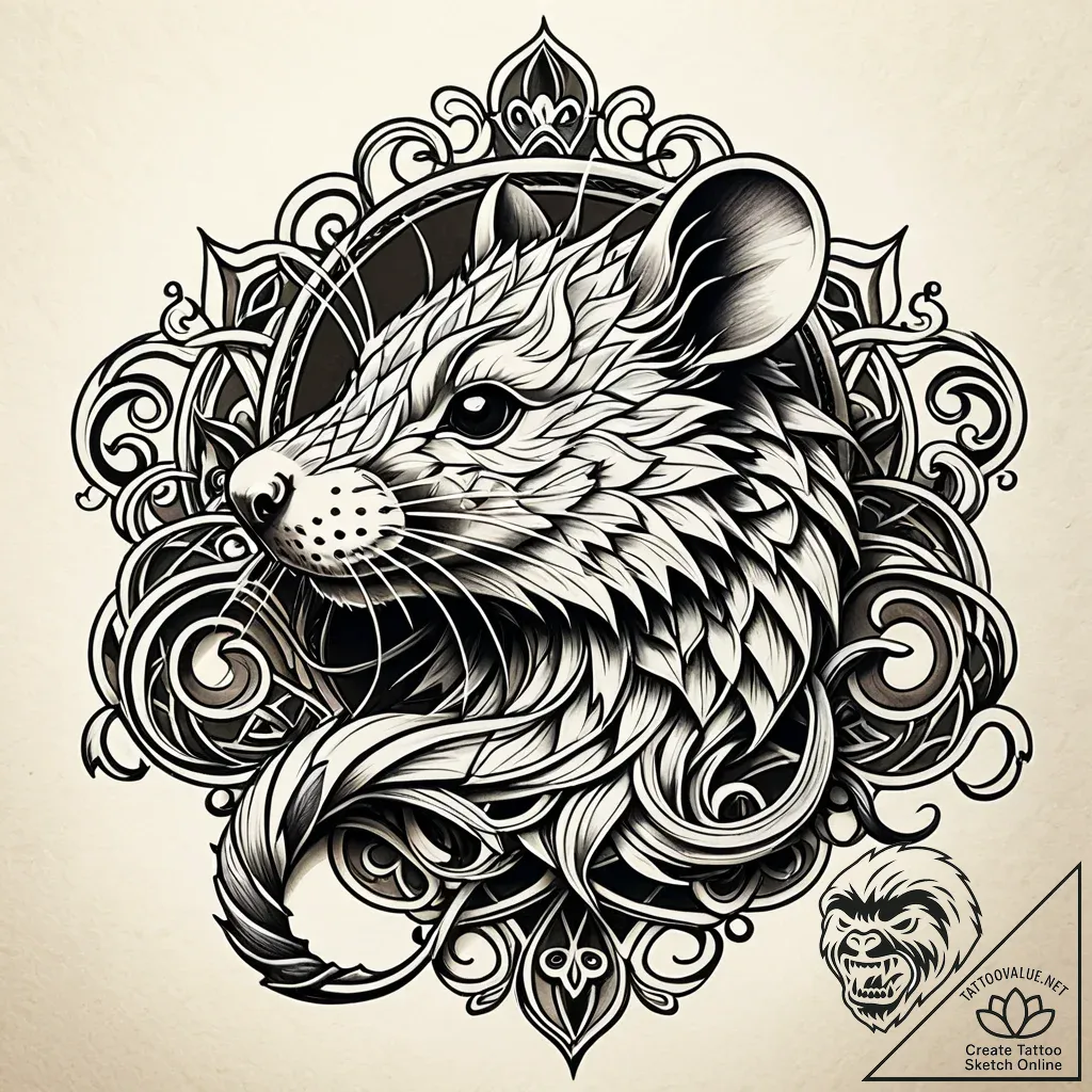 Rat king, a knot of tails and shadows, concep... - style Jaeger Simple - tattoo sketch (11.11.2025 07:09)