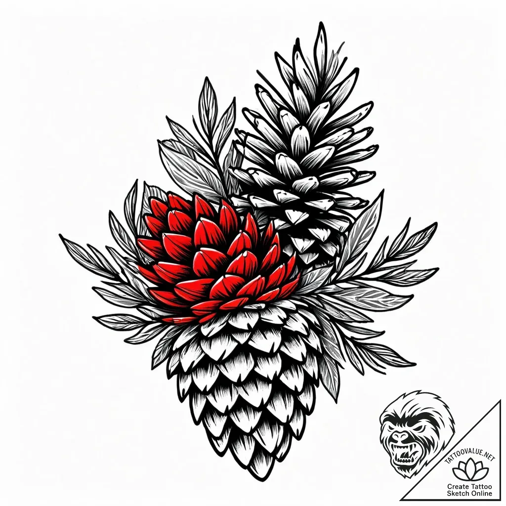 Tattoo sketch, minimalist pine cone with few... - style Jaeger Mini - tattoo sketch (11.11.2025 07:24)