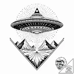 Ziggurat from ancient mesopotamia, with a ufo… – style Jaeger Mini – tattoo sketch (11.11.2025 07:37)
