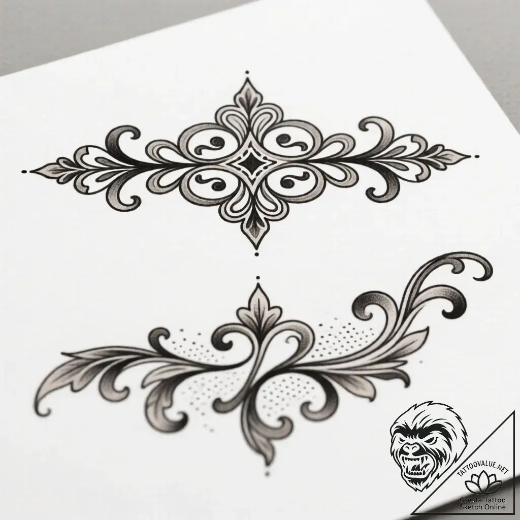 T, tattoo flash sheet design, on a clean whit... - style Flux Inscriptions - tattoo sketch (11.11.2025 07:43)