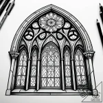 Gothic cathedral window showing a view of dee… – style Jaeger Simple – tattoo sketch (11.11.2025 07:46)