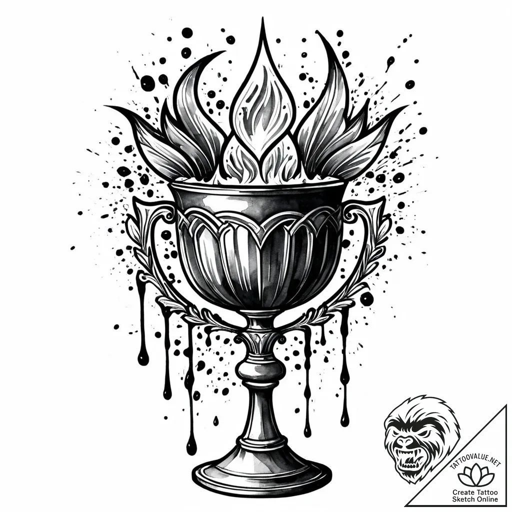 Chalice overflowing with liquid darkness, tat... - style Jaeger Mini - tattoo sketch (11.11.2025 07:49)