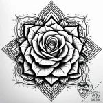 Engraved rose bleeding into void, concept art… – style Jaeger Simple – tattoo sketch (11.11.2025 07:58)