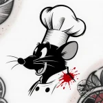 Eskizto, tattoo sketch, remy on chef hat silh… – style Flux Inscriptions – tattoo sketch (11.11.2025 08:07)