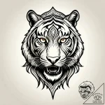 Tattoo sketch, tiger-human hybrid with glowin… – style Jagger Old – tattoo sketch (11.11.2025 08:16)