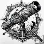 Telescope, pointed towards a specific planet… – style Jaeger Simple – tattoo sketch (11.11.2025 08:22)