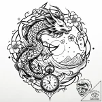 Antique pocket watch with hands frozen at a m… – style Jaeger Mini – tattoo sketch (11.11.2025 08:25)