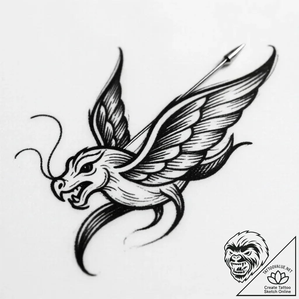 A, artistic tattoo sketch, on a clean white p... - style Flux Inscriptions - tattoo sketch (11.11.2025 08:31)