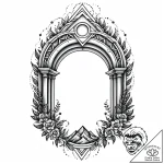 Portal opening through bone arch, tattoo sket… – style Jaeger Mini – tattoo sketch (11.11.2025 08:37)