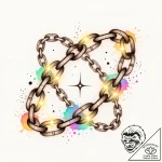 Astral chains glowing bright, tattoo drawing… – style Flux Inscriptions – tattoo sketch (11.11.2025 08:43)