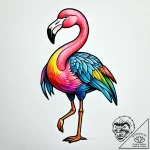 Yard flamingo, plastic and cheap, but with a… – style Jagger Old – tattoo sketch (11.11.2025 08:52)