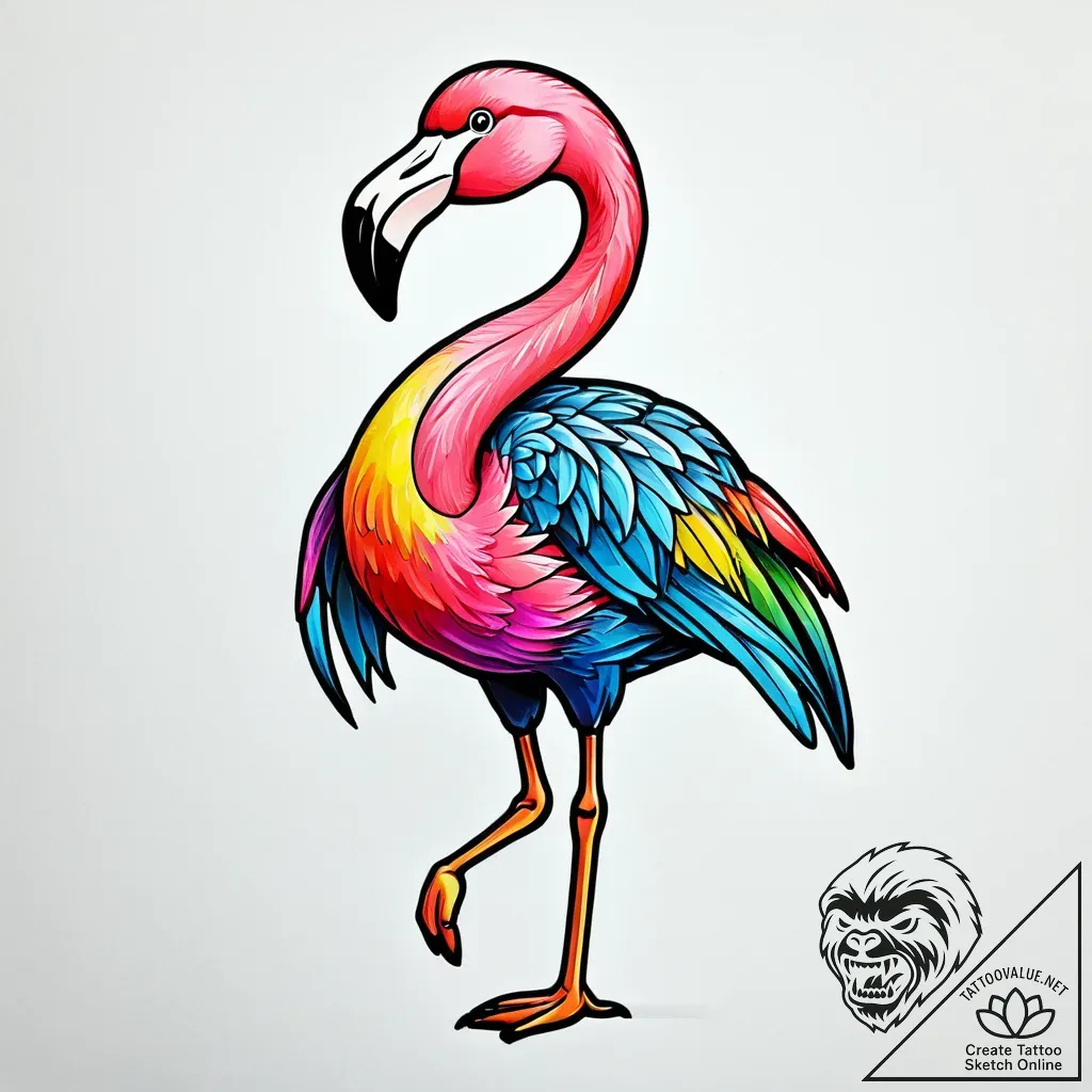 Yard flamingo, plastic and cheap, but with a... - style Jagger Old - tattoo sketch (11.11.2025 08:52)